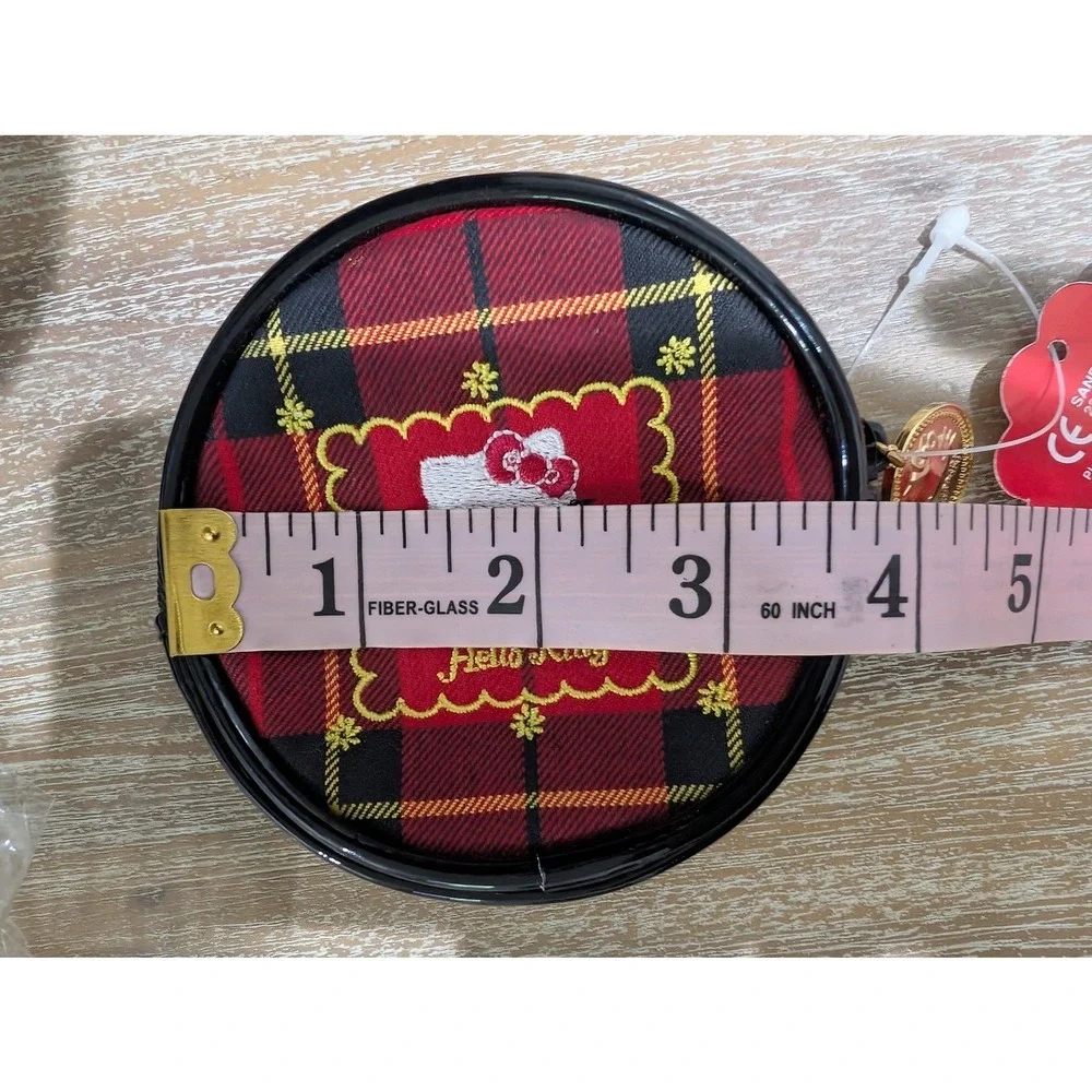 Vtg 1996 Sanrio Hello Kitty Red Plaid Tartan Coin Purse Pouch Gold Charm‎ NWT